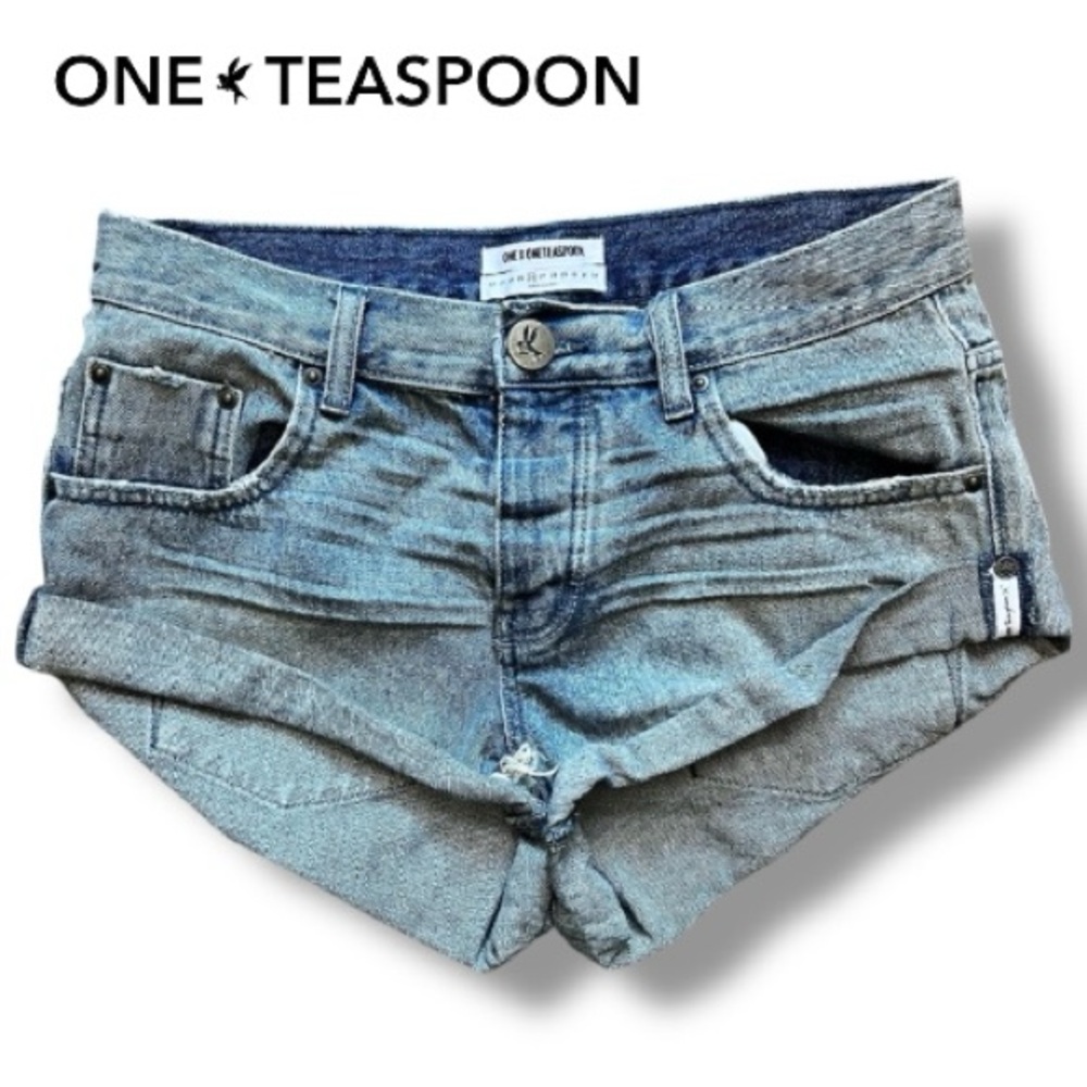 ONE X ONETEASPOON Distressed Cutoff DENIM SHORTS Micro Mini Jorts | Sz 26